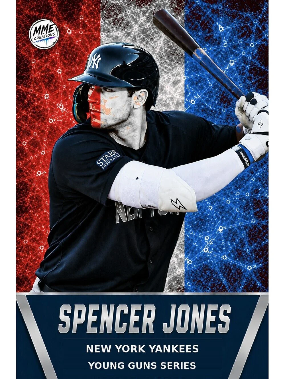 4231 Spencer Jones | Young Guns | Laminated Custom Baseball Card | R/W/B Ice2